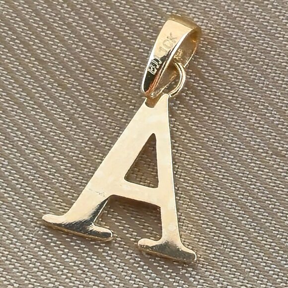 A to Z Gold Initial Charm Real 10K Solid Yellow Gold Letter Pendant *NO CHAIN* - Picture 5 of 5